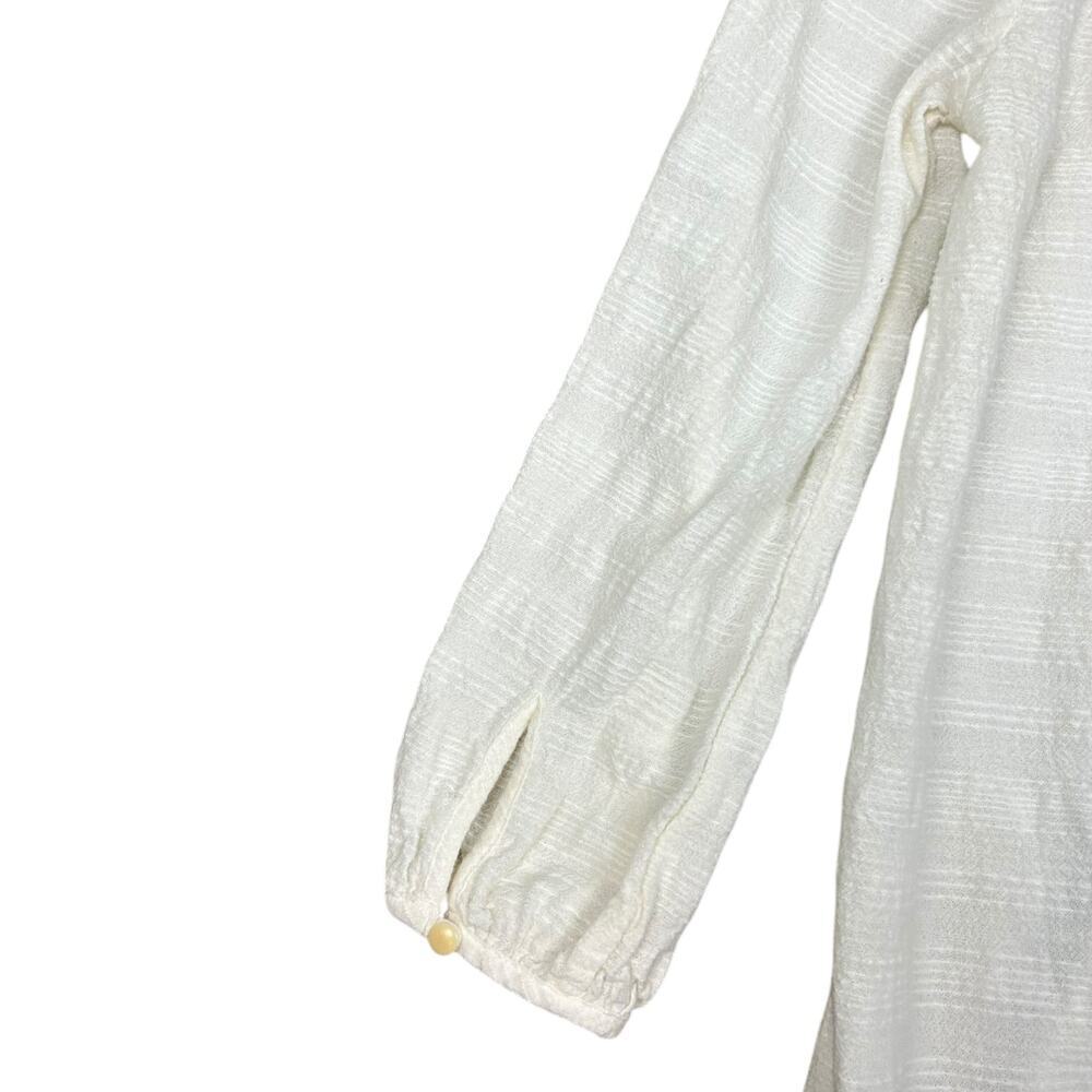 J. Crew Tunic Top White Embroidered Boho Blouse 3/4 Sleeve Lightweight size XS - Picture 4 of 8